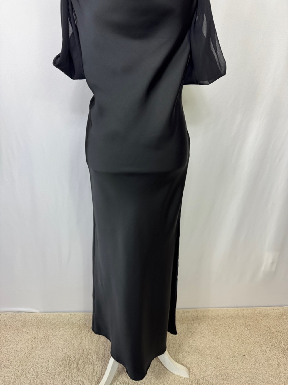 Petal & Pup Reyna Off The Shoulder Satin Maxi Dress Size Medium Black - Picture 9 of 16